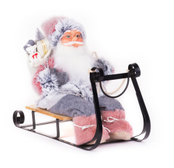 Dekorcia MagicHome Vianoce, Santa na snkach, sivo - ruov, 46 cm